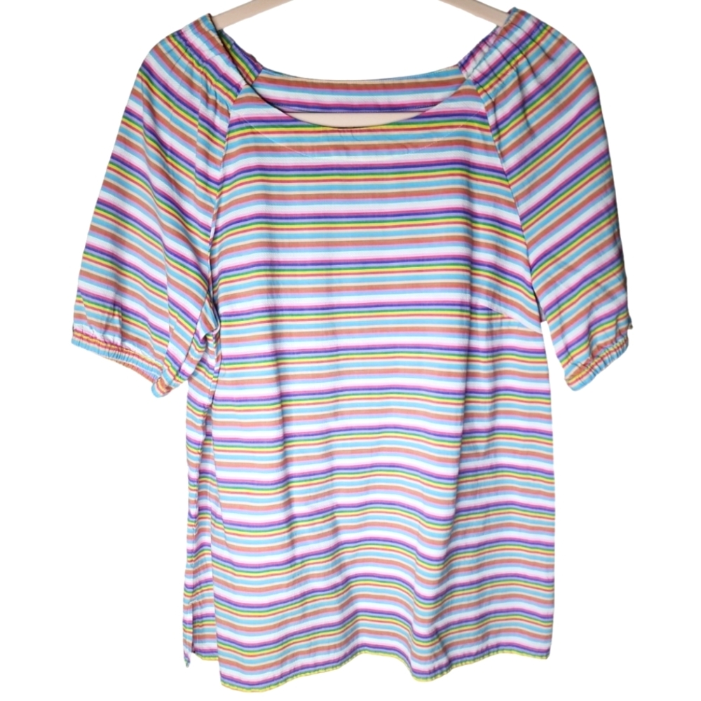 Talbots Colorful Stripe Blouse Sz Medium